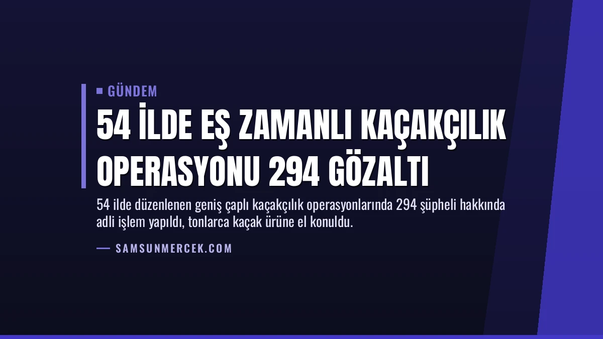 54 İlde Eş Zamanlı Kaçakçılık Operasyonu 294 Gözaltı