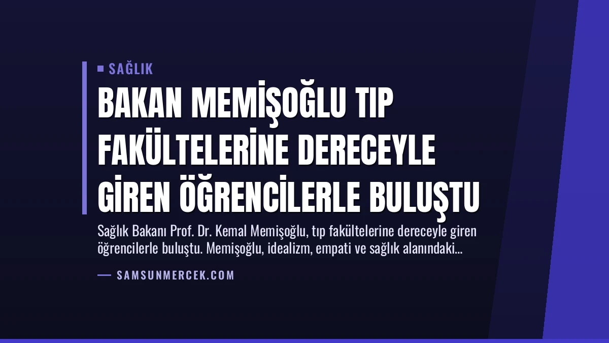 Bakan Memişoğlu Tıp Fakültelerine Dereceyle Giren Öğrencilerle Buluştu