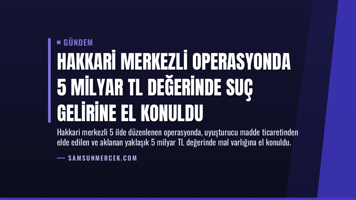 Hakkari Merkezli Operasyonda 5 Milyar TL Değerinde Suç Gelirine El Konuldu