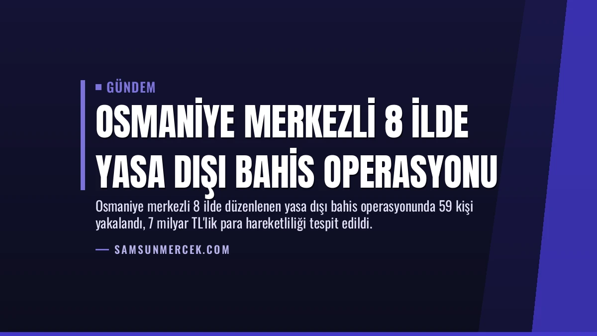 Osmaniye Merkezli 8 İlde Yasa Dışı Bahis Operasyonu