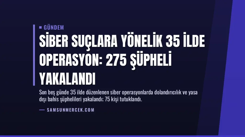 Siber Suçlara Yönelik 35 İlde Operasyon: 275 Şüpheli Yakalandı