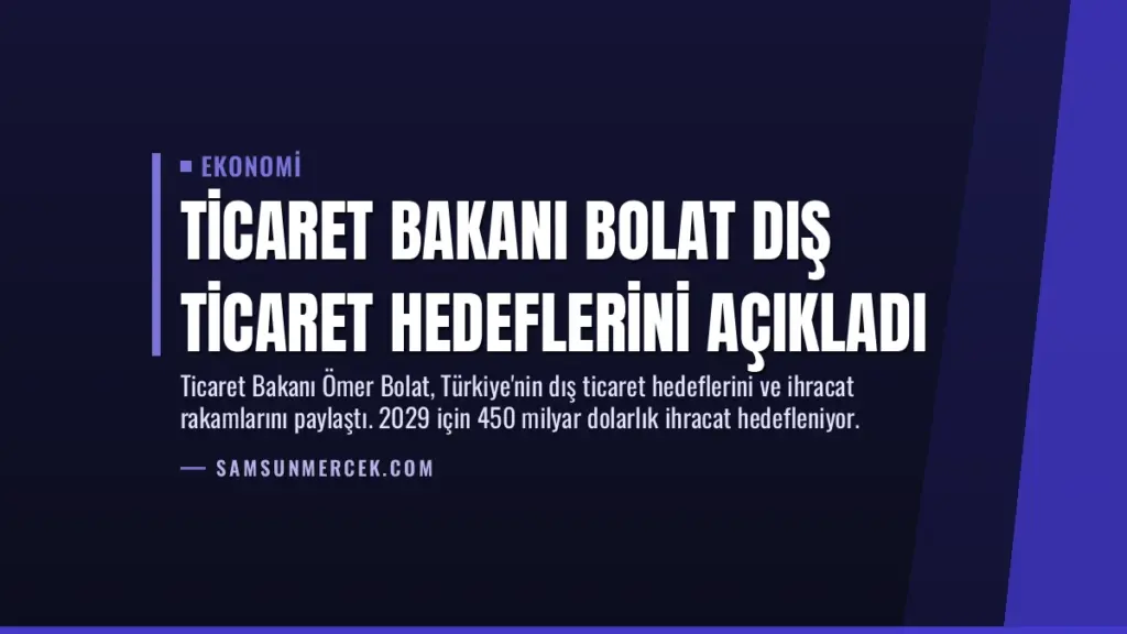 Ticaret Bakanı Bolat Dış Ticaret Hedeflerini Açıkladı