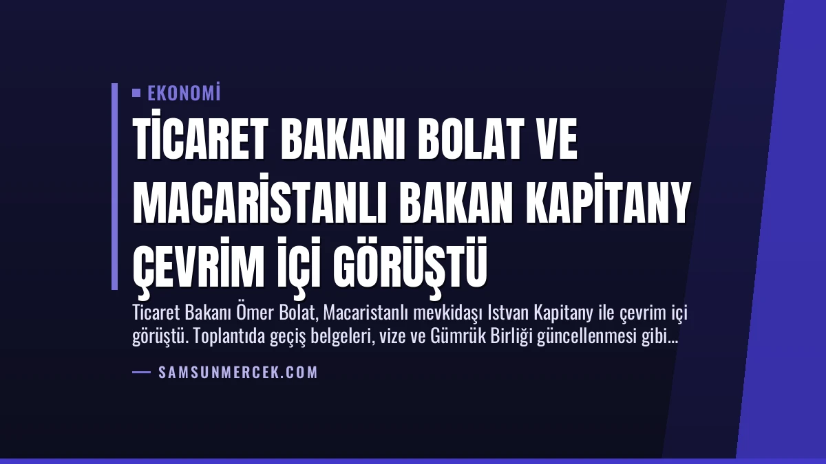 Ticaret Bakanı Bolat ve Macaristanlı Bakan Kapitany Çevrim İçi Görüştü