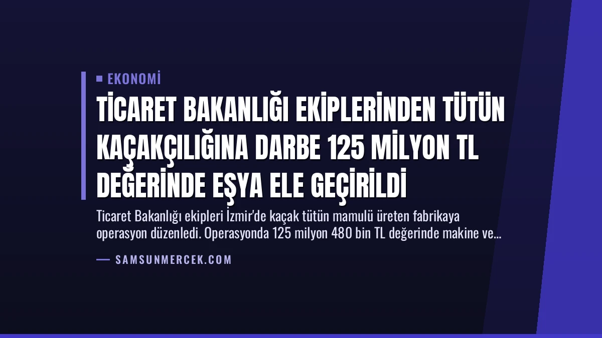 Ticaret Bakanlığı Ekiplerinden Tütün Kaçakçılığına Darbe 125 Milyon TL Değerinde Eşya Ele Geçirildi