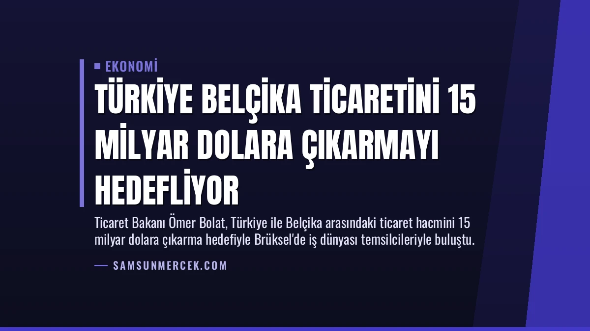 Türkiye Belçika Ticaretini 15 Milyar Dolara Çıkarmayı Hedefliyor