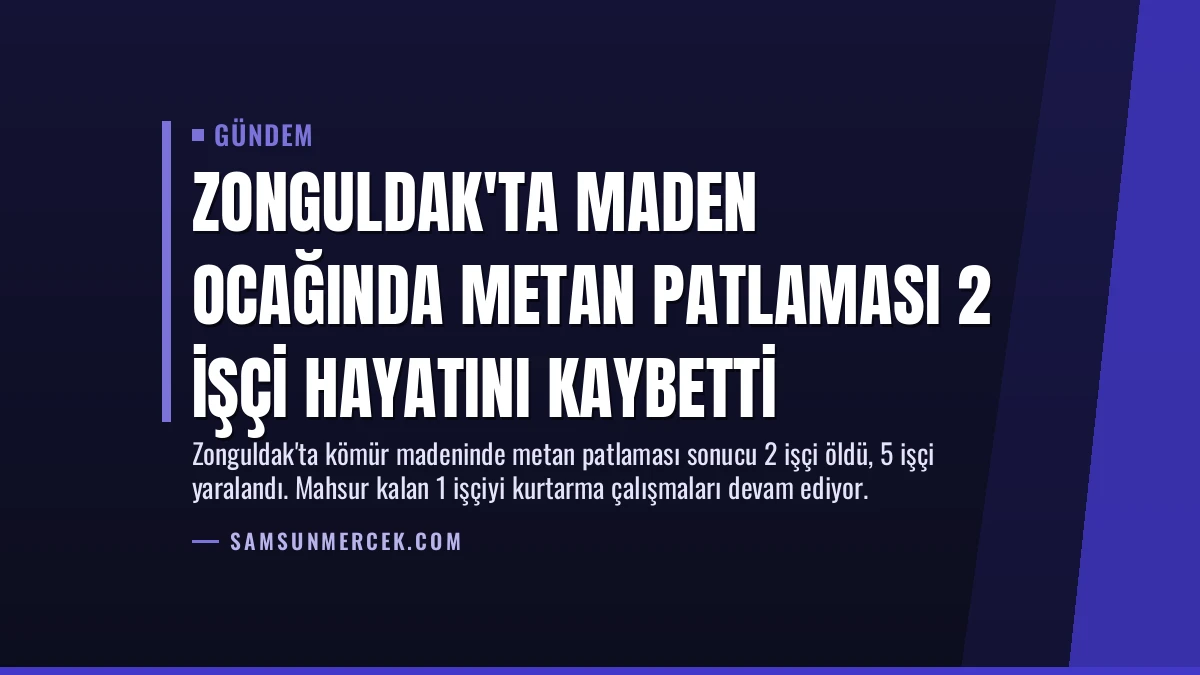 Zonguldak’ta Maden Ocağında Metan Patlaması 2 İşçi Hayatını Kaybetti